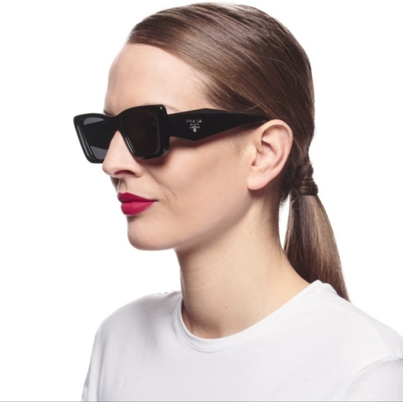 NEW PRADA PR08YSF CAT-EYE SUNGLASSES PR08YS 1AB5S0 PRADA BLACK EYEWEAR - Picture 1 of 10